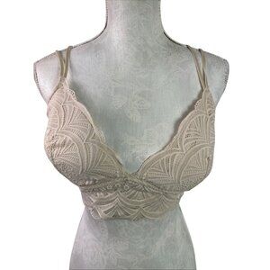 AUDEN Women's L Lightly Lined Pullover Lace Bralette Beige‎ EUC